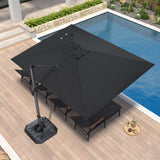 PURPLE LEAF Patio Umbrella 9' x 11.5' Rectangle All-Day Shade Control Black