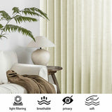 Macochico Extra Wide Natural Linen Linen Curtains Pinch Pleated for Sliding Glass Door Living Room Bedroom Light Filtering Privacy Window Treatments with Tieback, 120”Wx108”L, Yellowish, 1 Panel