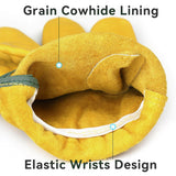 Leather Work Gloves Flex Grip Tough Cowhide Gardening Glove for Men and Women (Gold (5 Pairs), X-Large)