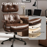 Ergonomic Office Chair Faux Leather Swivel Desk Chair for Home Office,Coffee