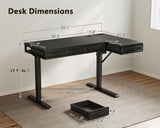 OffiGo 55 Inch L Shaped Standing Desk with 4 Wooden Drawers, Black