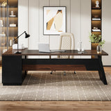 78" L-Shaped Executive Desk, Large Office Desk with Drawers and File Cabinet