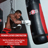 Ringside Large Leather Heavy Bag – Soft Filled Boxing Punching Bag for Training & Fitness – Durable Leather Construction – 16" x 48" – 130lb