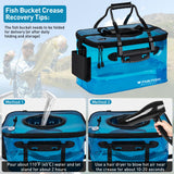 Foldable Transparent Fishing Bucket, 6 Gallon Foldable Bait Bucket, Live Fish Container Multi-Functional Bucket, Live Bait Bucket for Saltwater, Camping, Moving (23l/6Gallon with Aerator)