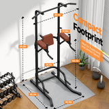 Power Tower Pull Up Station, Dip Station with Stable H-Shaped Base, Adjustable Height for Pull-Ups, Dips, Knee Raises & Calisthenics Training