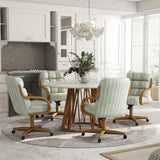 Chromcraft Set of 6 Caster Swivel Tilt Dining Chairs, Ultra Comfort Chairs Casual Wooden Cap with Metal Frame Chairs