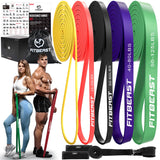 FitBeast Resistance Bands Set, 5 Different Levels, Pull Up Assist Bands for Strength Training, Powerlifting, Muscle Toning, Mobility Exercises, Full-Body Workout (Vibrant 5-125 lbs)