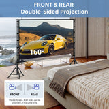 Projector Screen and Stand,Towond 150 inch Indoor Outdoor Projection Screen, Portable 16:9 4K HD Rear Front Movie Screen TOWOND