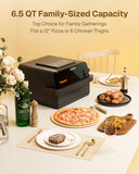Behome Indoor Pizza Oven & Air Fryer, 6.5 QT Family Size with Pizza Stone, 9 Cooking Preset with Viewing Window &Light, 105°F-450°F Adjustable for Air Fry, Roast, Bake, Dehydrate, Fries, 1700W, Black