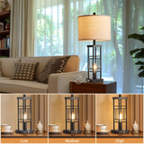 Reaketon Table Lamp for Living Room Set of 2 with USB Charging Ports, 3-Way Dimmable 27.6" Farmhouse End Lamps for Bedroom, Rustic Bedside Lamp, Industrial Nightstand Lamps,Bulbs Included(Black)
