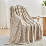NEWCOSPLAY Super Soft Throw Blanket Linen Premium Silky Flannel Fleece 3D Waffle Checkered Lightweight Bed Blanket All Season Use (Linen, Throw(50"x70"))