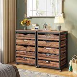 Tribesigns 5-Drawer File Cabinet Set of 2, Wood Mobile Storage Drawer