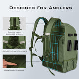 KastKing KarryAll Fishing Tackle Backpack with Rod Holder 4 Tackle Boxes,40/26L Tackle Bag Storage Fishing Gear and Equipment,Green,Large