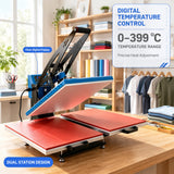 Double Station Heat Press Machine, 16x24in Dual Slide Out Auto‑Open Digital