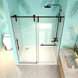 LOHCEH Shower Door,56-60" W x 76" H Sliding Frameless Shower Door,Adjustable Width,5/16"(8mm) SGCC Tempered Glass,Stainless Steel Hardware,Black