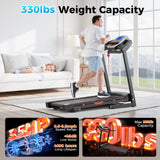 Lastforever 3.5HP Folding Treadmill for Home, 350 lbs Capacity, Portable Treadmills with 3-Level 12% Manual Incline, Bluetooth Speaker, Shock Absorption