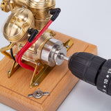 Engine Model Kit That Runs, Mini OHV V-Twin Double-Cylinder Four-Stroke Engine Model for Motorcycle, Physics Science Experiment for Adult