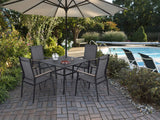 MFSTUDIO 5 Piece Patio Dining Set, Metal Table & Aluminum Chairs, Grey