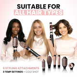 ELLA BELLA® 6 in 1 Professional Hot Air Styler • Powerful Hair Dryer & Straightener Set • Styling Without Heat Damage • Fast Drying Curling Volumizing Straightening • Includes Protective Travel Case