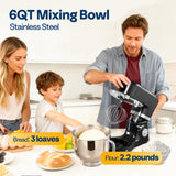 VIVOHOME Stand Mixer with Fermentation, One-Touch Presets Electric Dough Mixer with 6 Qt Bowl, Kitchen Standing Mixer for Baking, Black