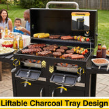 Bestfire 63" Oversized Charcoal BBQ Grill & Smoker, Large Outdoor Grill with 2 Individual Lifting Charcoal Trays, Cabinet-Style Charcoal Grills with Foldable Side Tables, 4 Wheels, Asadores de Carbon