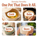 MAGNIFIQUE Slow Cooker, 4.5 Quart 8-in-1 Clay Pot Multi-Cooker, Non-Toxic Slow Cooker with Removable Clay Pot, for Rice, Pasta, Steam & Proof, Nonstick, Oven Safe Pot to 500°F, Olive