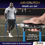 MD by Drive Air-Crutch Lightweight Walking Crutch, Adult Crutches for Walking with Comfortable Underarm Pads and Ergonomic Grips, Adjustable Height 4'7"-6'7", 300 lb Capacity, Blue