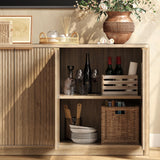 Evermagin 67" Fluted Oak Buffet Cabinet with Storage