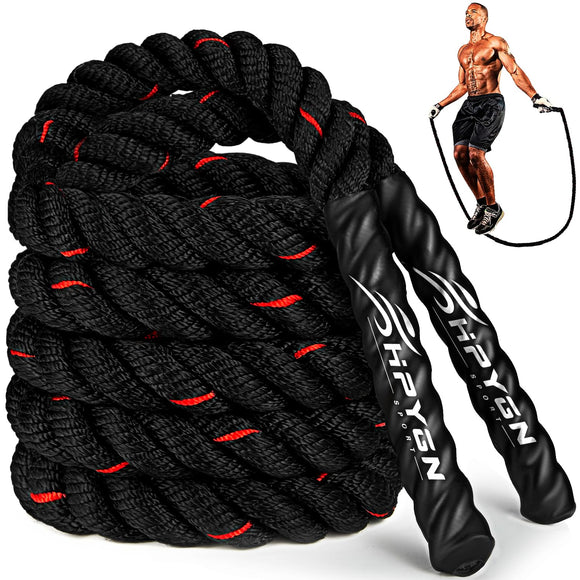 HPYGN Weighted Heavy Skipping/Jump Rope 9.2ft 2.8LB for fitness, Exercise, boxing Gym Training, Home Workout, Improve Strength and Building Muscle, Total Body Workout Equipment for Men HPYGN