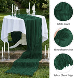 10 Pack Emerald Green 17 x 108 Inch Cheesecloth Table Runner - Boho Gauze Sheer Fabric for Wedding Baby Shower Party Home Decor