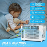 6000 BTU Window Air Conditioner with WiFi, Cools up to 250 Sq. Ft., Energy Saving Window AC Unit with Remote & App Control & Timer Function & Easy Install Kit, Perfect for Small Bedroom, Living Room