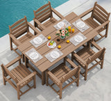 7-Piece Patio Outdoor Table & Chairs, HDPE Dining Set with Umbrella Hole & All-Weather Design for Lawn, Backyard