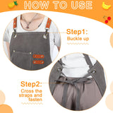 Toulite 4 Pack Canvas Chef Apron for Men with Adjustable Strap Cross Back Cotton Barber Apron with Pocket, 26 x 30''(Gray, Camel, Blue, Black)