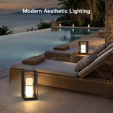 MVBT 17" Tall Solar Floor Lamp, 3000K LED Solar Lanterns Outdoor Waterproof, Modern Outdoor Lights for Patio, Large Pathway Lights Solar Powered, Dusk to Dawn Floor Lamps for Yard Pathway Garden Porch