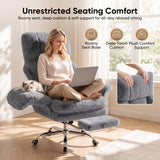 Cross Legged Office Chair with Footrest, Big and Tall Comfy Ergonomic Reclining Executive Chair Wide Seat with Flip-Down Armrests