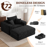 Busaurus 60'' Oversized Chaise Lounge Chair Indoor with Ottoman, Convertible Boneless Sofa Bed & Corduroy Reading Chair for Living Room & Bedroom, No Assembly Required