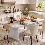 LEYAOYAO Extendable Dining Table for 4-6,63"–79" with Fluted Base(White)