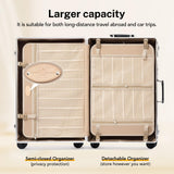 universal trotter Vintage PU Leather Luggage Set, Retro Trunk Suitcase with Wide Aluminum Frame, TSA Key Locks and Smooth 360° Spinner Wheels (Ivory Signature,12"+20"+26")