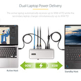 StarTech.com Dual-Laptop USB-C KVM Docking Station, Dual Monitor 4K 60Hz DisplayPort Dock