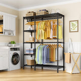 Ulif F2 Clothes Rack, 5 Tiers Heavy Duty Garment Rack for Bedroom, Freestanding Adjustable Closet Storage Organizer, 46.1" W x 15.4" D x 78.3" H, Load 630lbs, Upgraded Black