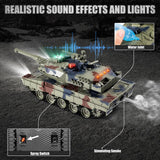 Supdex 1/24 RC Battle Tank Set, Remote Control Russian T90 and German Leopard II Tank Model That Shoots for Kids and Adults, 2.4Ghz Army Toy for Boys 6+ Year Old with Smoke, Sound Effects and Lights