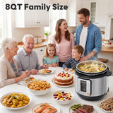 Sweetcrispy 16-in-1 Electric Pressure Cooker 8QT, 12-Preset Multi Cookers with Ceramic Pot, Slow Cook Rice Steamer Sauté Soup Yogurt Maker and More, Recipe Book