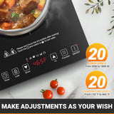Portable Induction Cooktop 20 Temperature & Power Levels, 1800W Induction Stove Burner with 5.9" Heating Coil amzchef