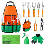 Garden Tool Set, 12 Piece Aluminum Hand Tool Kit, Garden Canvas Apron with Storage Pocket, Outdoor Tool