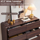 Standifurno Modern 8 Drawer Dresser, 47- Inch Wood Chest of Drawers with Large Storage, Walnut Dresser Closet for Bedroom, Living Room, Nursery.
