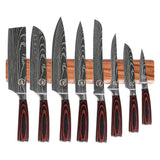 HouseWish 8 PC Chef Knives - High Carbon Stainless Steel Knives With Pakkawood Handles - Magnetic Strip Holder Included - Japanese Knife Set - Home & Professional Chef's Knife Set