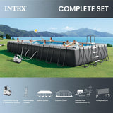 INTEX Ultra XTR 32 ft x 16 ft 52 in Above Ground Pool Set, Rectangular Swimming Pool with Sand Pump, Saltwater System, Maintenance Kit, & Volleyball Game