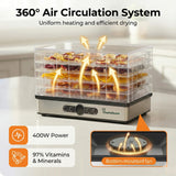 Chefnificent Food Dehydrator DryPro 400 Machine with 5 Adjustable Trays, Rapid 4 Hour Drying, BPA Free Fruit Dryer for Jerky, Herbs, Mushrooms, Freeze Dryer Alternative for Healthy Snack
