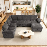 108 Inch Modular Sectional Sleeper Sofa with Pull Out Bed,L Shaped 7 Seat Sectional Couch with Storage