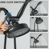 DOUBLUOEG 2 Handle Shower Faucet Set with Tub Spout Shower Faucets Sets Complete Two Handle, Matte Black 2 Handle Tub Shower Faucet Sets